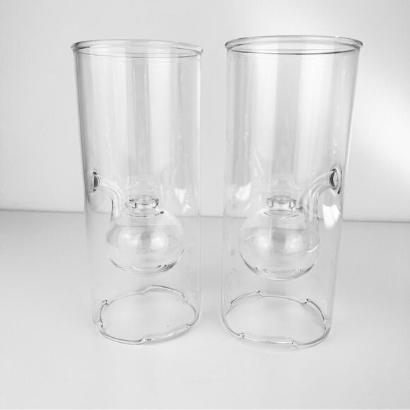 Set of 2 Wolfard Glass Blowing Company - Hand Blown Glass - Oil Lamps - Picture 1 of 8